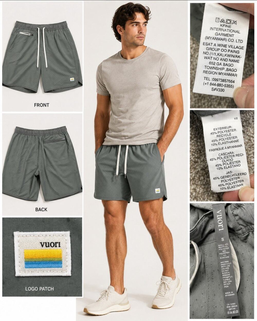 Athleisure Gorpcore Vuori Men's Relaxed Fit Athletic Shorts Size S Olive Gray